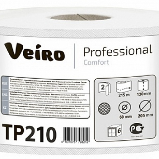 Туалетная бумага в средних
 рулонах с центральной
 вытяжкой Veiro Professional
 Comfort
