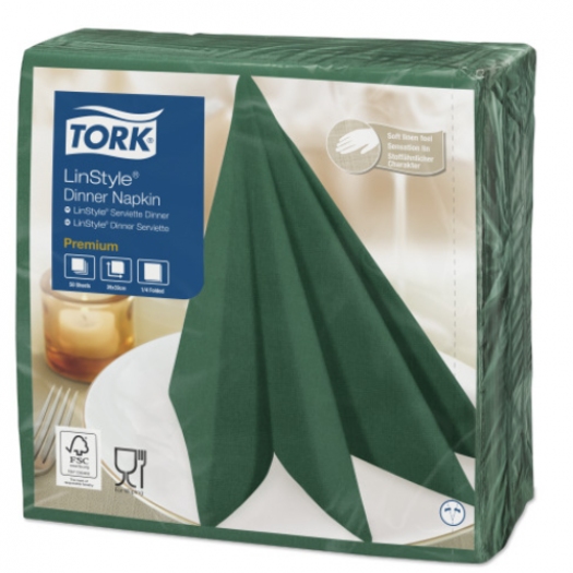 Tork Linstyle салфетки 39х39 темно-зеленые