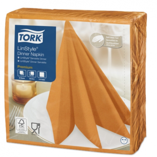 Tork Linstyle салфетки 39х39 оранжевые