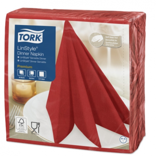 Tork Linstyle салфетки 39х39 красные