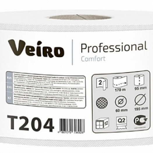 Туалетная бумага в средних
 рулонах Veiro Professional
 Comfort