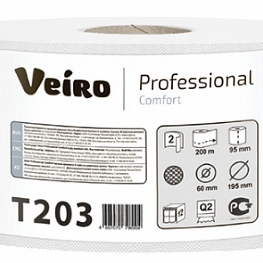 Туалетная бумага в средних
 рулонах Veiro Professional
 Comfort